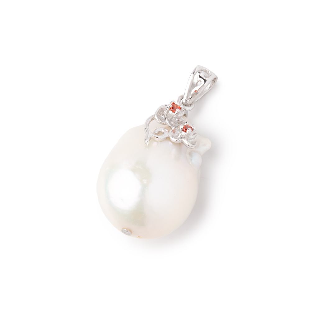 24.5mm White Ultra Baroque .925 Silver Pendant 1 focal (ONLINE ORDER ONLY)