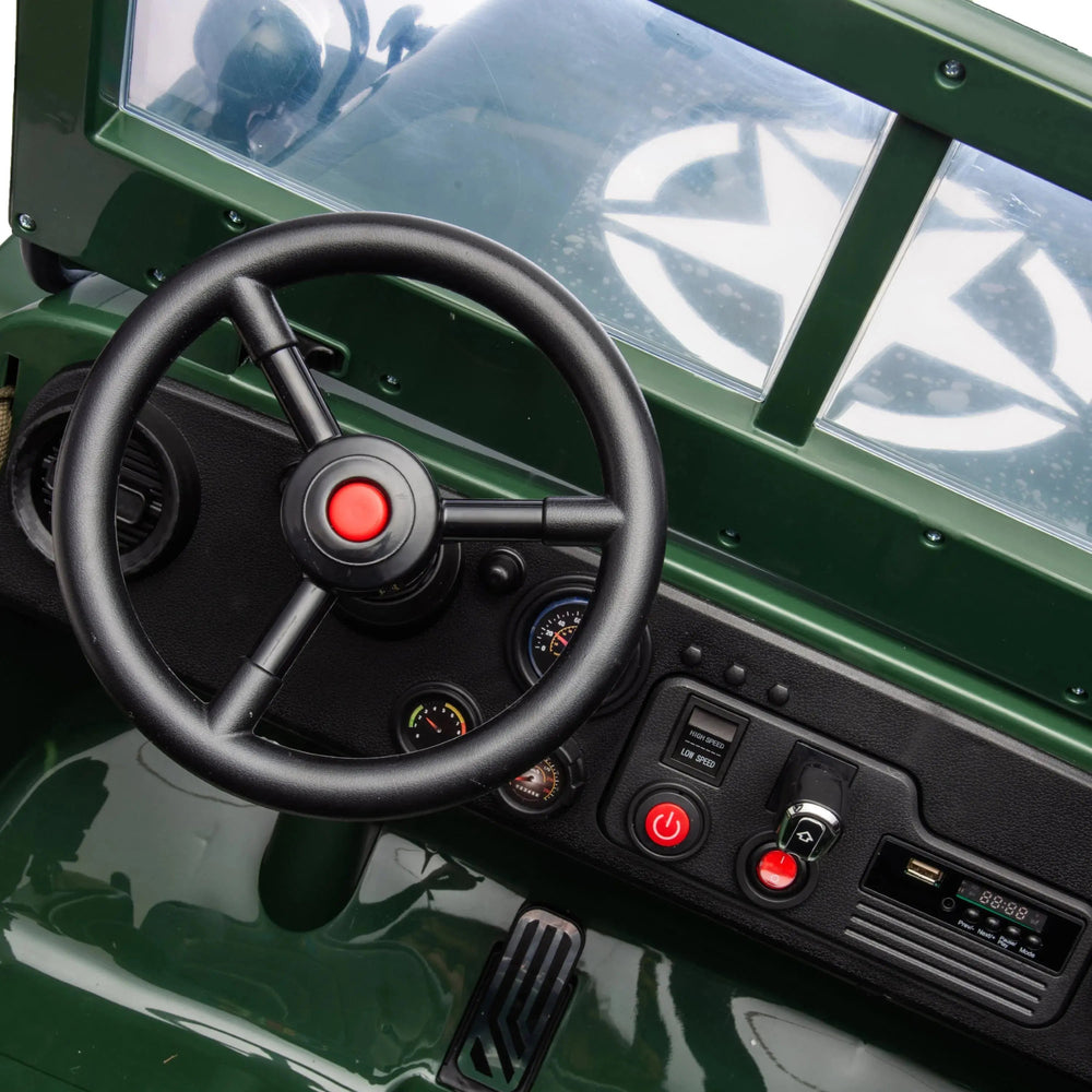 Military Willys 24V 3-Seater 4x4 Kids Ride-On Truck