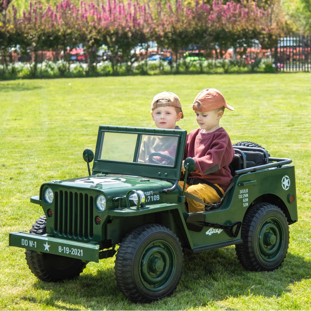Military Willys 24V 3-Seater 4x4 Kids Ride-On Truck