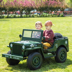 Military Willys 24V 3-Seater 4x4 Kids Ride-On Truck