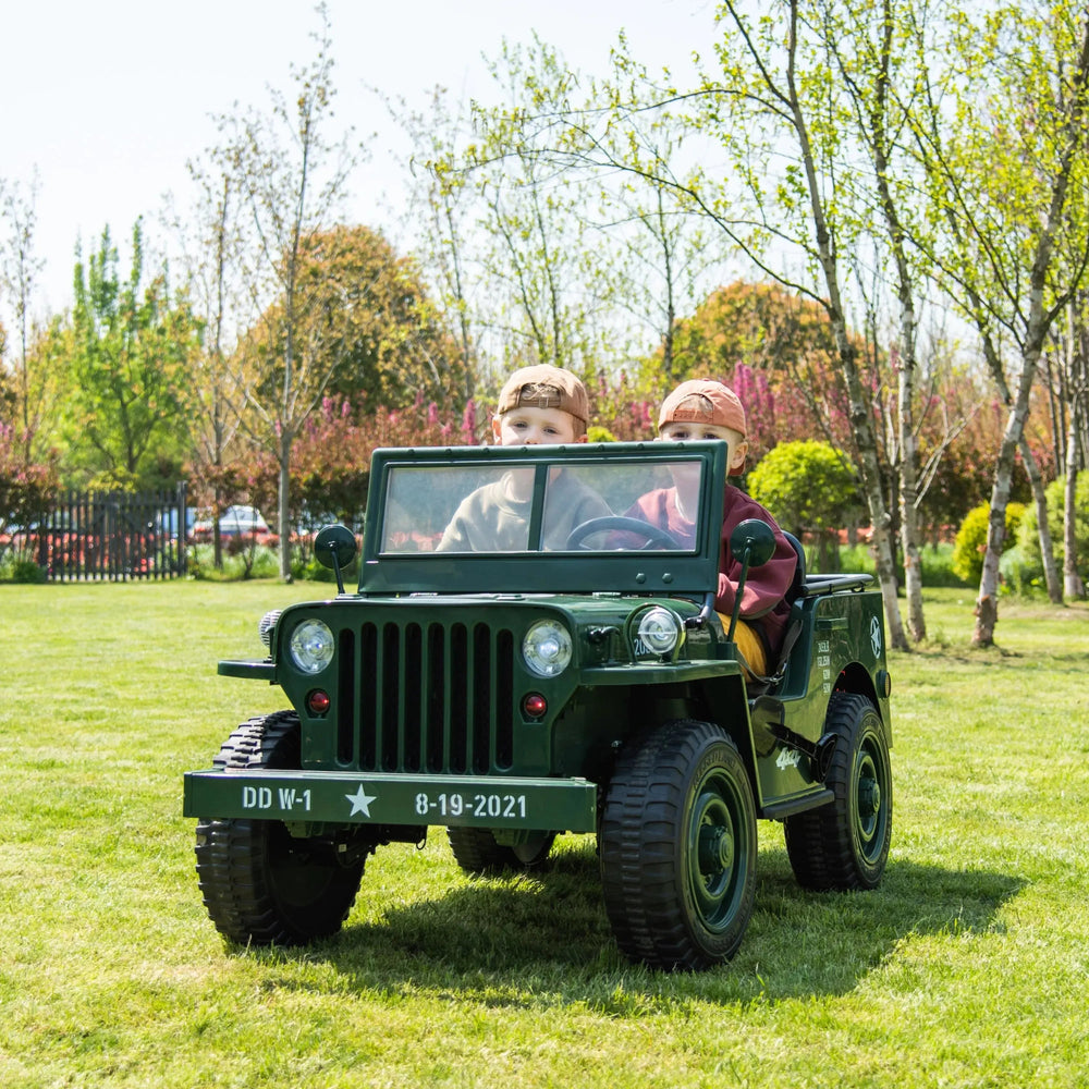 Military Willys 24V 3-Seater 4x4 Kids Ride-On Truck