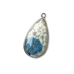 24x14mm Black Gold .925 Silver Bezel K2 Granite & Azurite faceted Pear Pendant 1 piece (ONLINE ORDER ONLY)