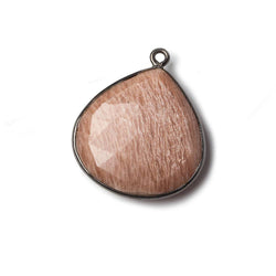 24x20mm Black Gold Bezel Sunstone Faceted Heart Pendant 1 piece (ONLINE ORDER ONLY)