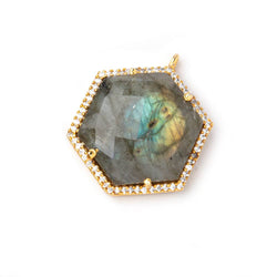 24x21mm Vermeil CZ Bezel Labradorite Hexagon Pendant 1 Focal Bead (ONLINE ORDER ONLY)