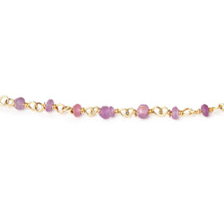 2.5-3mm Matte Burmese Ruby Plain Rondelles on Vermeil Chain
