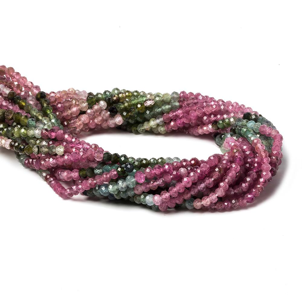 2.5-3mm Multi Color Tourmaline micro faceted rondelle beads 12.5 inch 115 pieces (ONLINE ORDER ONLY)