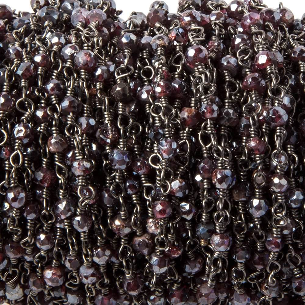 2.5-3mm Mystic Rhodolite Garnet Black Gold Chain by the foot 38 pieces (ONLINE ORDER ONLY)