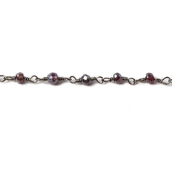 2.5-3mm Mystic Rhodolite Garnet Black Gold Chain by the foot 38 pieces (ONLINE ORDER ONLY)