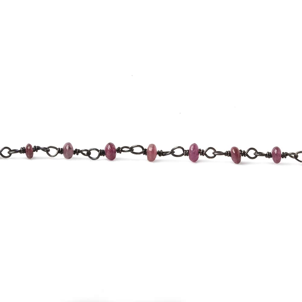 2.5-3mm Ruby plain rondelle Black Gold plated .925 Chain by the foot 48 pieces (ONLINE ORDER ONLY)