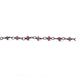 2.5-3mm Ruby plain rondelle Black Gold plated .925 Chain by the foot 48 pieces (ONLINE ORDER ONLY)