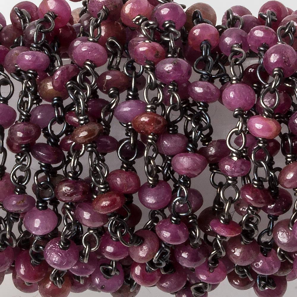 2.5-3mm Ruby plain rondelle Black Gold plated .925 Chain by the foot 48 pieces (ONLINE ORDER ONLY)