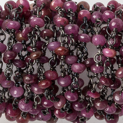 2.5-3mm Ruby plain rondelle Black Gold plated .925 Chain by the foot 48 pieces (ONLINE ORDER ONLY)