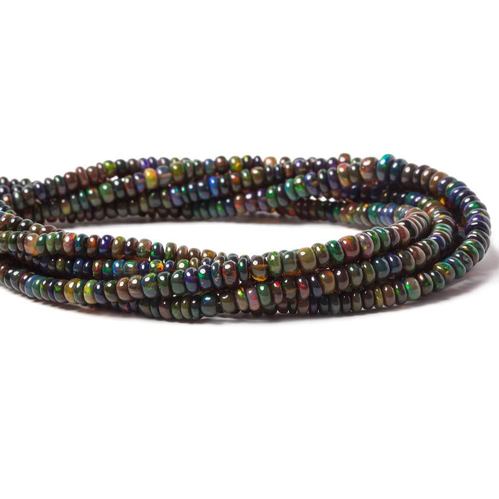 2.5 - 4.5mm Black Ethiopian Opal Plain Rondelle Beads 18 inch 235 pieces (ONLINE ORDER ONLY)