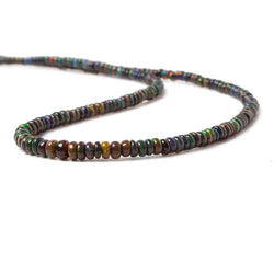 2.5 - 4.5mm Black Ethiopian Opal Plain Rondelle Beads 18 inch 235 pieces (ONLINE ORDER ONLY)