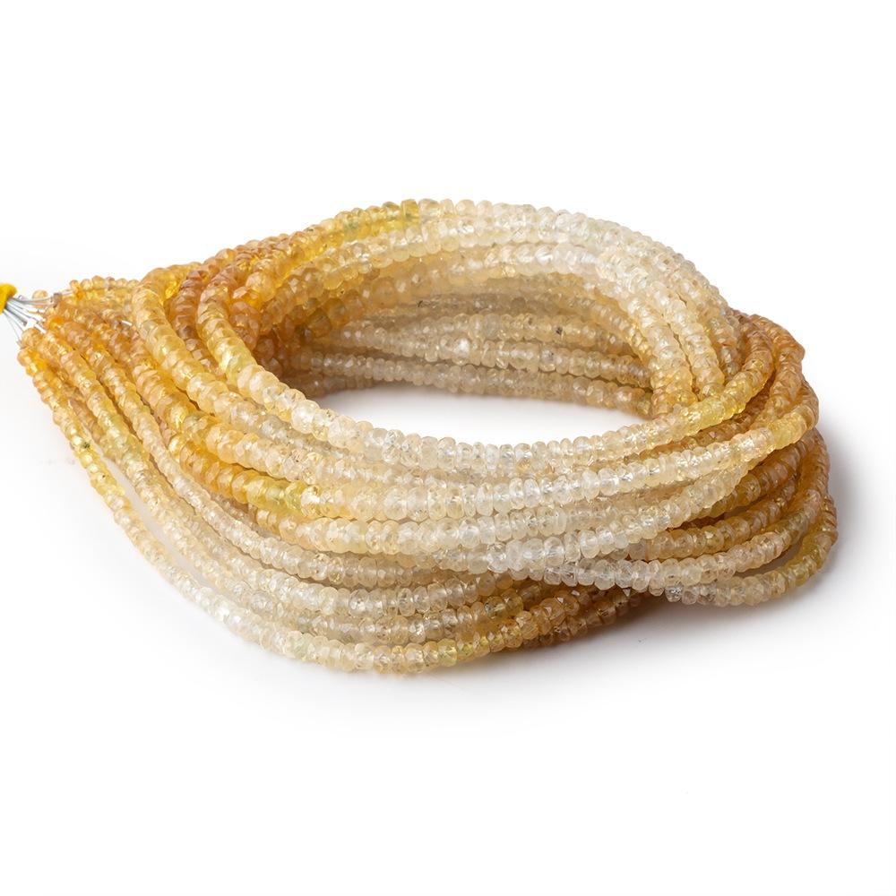 2.5-4mm Shaded Yellow Sapphire Faceted Rondelle Beads 15 inch 230 pieces