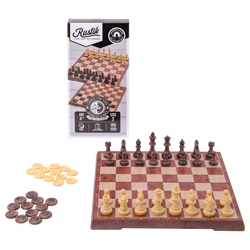 Travel Games: Rustik Foldable Magnetic Checkers/Chess  (Peachwood)