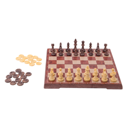 Travel Games: Rustik Foldable Magnetic Checkers/Chess  (Peachwood)