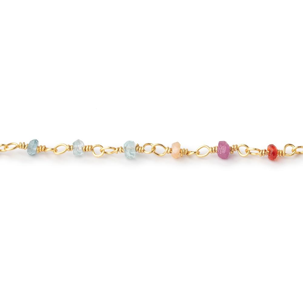 2.5mm Multi Gemstone Faceted Rondelles on Vermeil Chain (ONLINE ORDER ONLY)