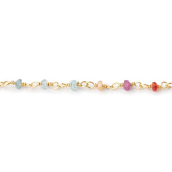 2.5mm Multi Gemstone Faceted Rondelles on Vermeil Chain (ONLINE ORDER ONLY)