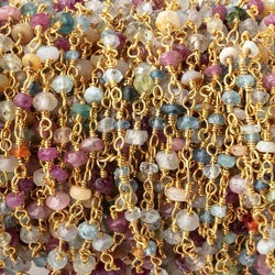 2.5mm Multi Gemstone Faceted Rondelles on Vermeil Chain (ONLINE ORDER ONLY)