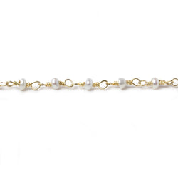2.5mm Off White Seed Freshwater Pearl Gold Chain by the foot (ONLINE ORDER ONLY)
