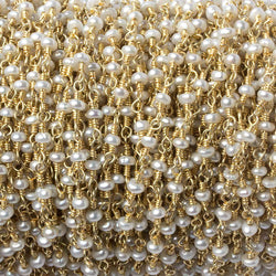 2.5mm Off White Seed Freshwater Pearl Gold Chain by the foot (ONLINE ORDER ONLY)