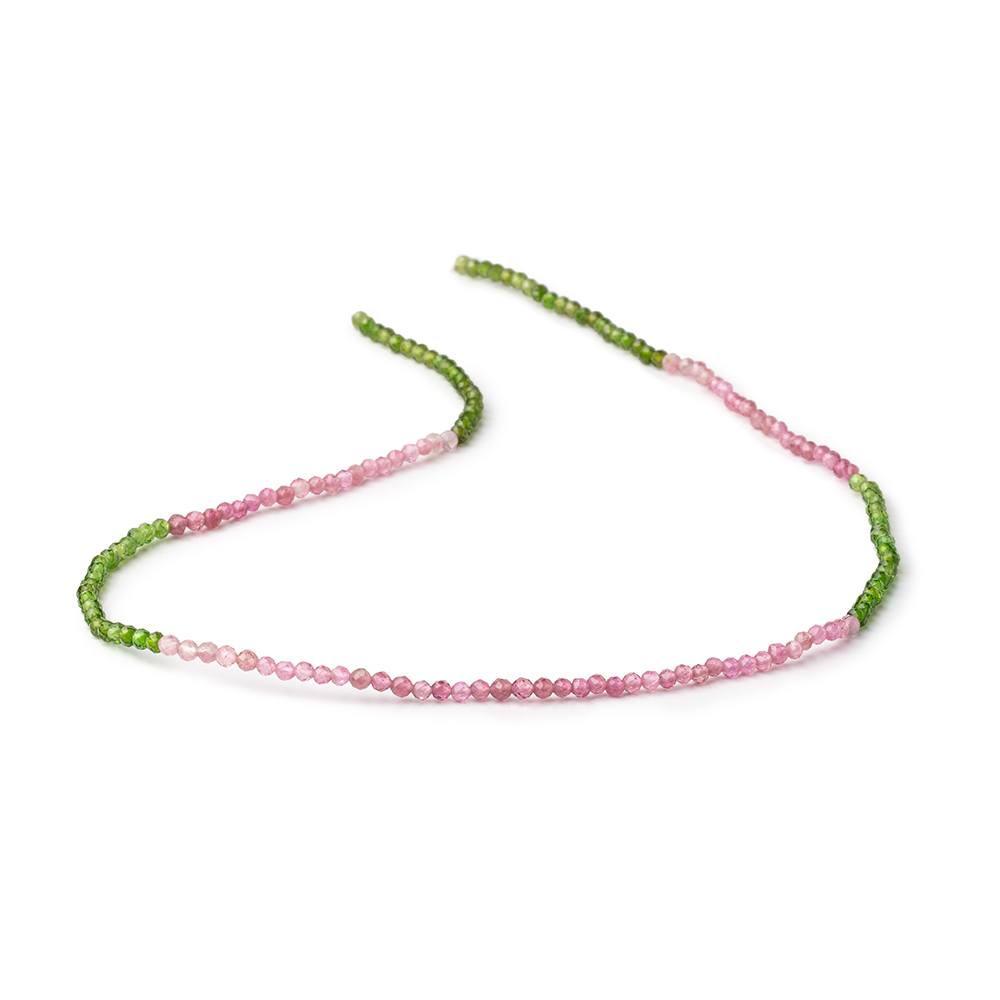 2.5mm Pink & Green Tourmaline Micro Faceted Round Beads 12.5 inch 160 pieces (ONLINE ORDER ONLY)