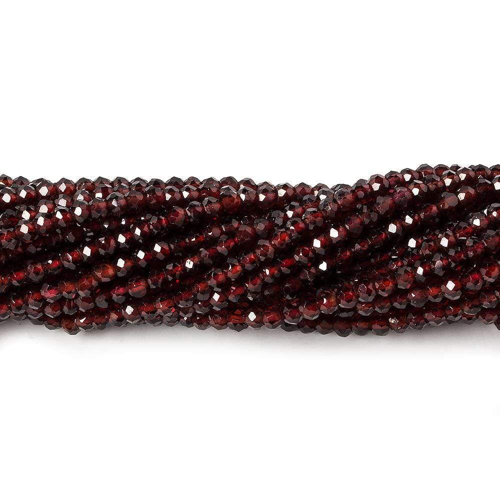 2.5mm Pyrope Garnet micro faceted rondelles 13 inch 180 beads (ONLINE ORDER ONLY)