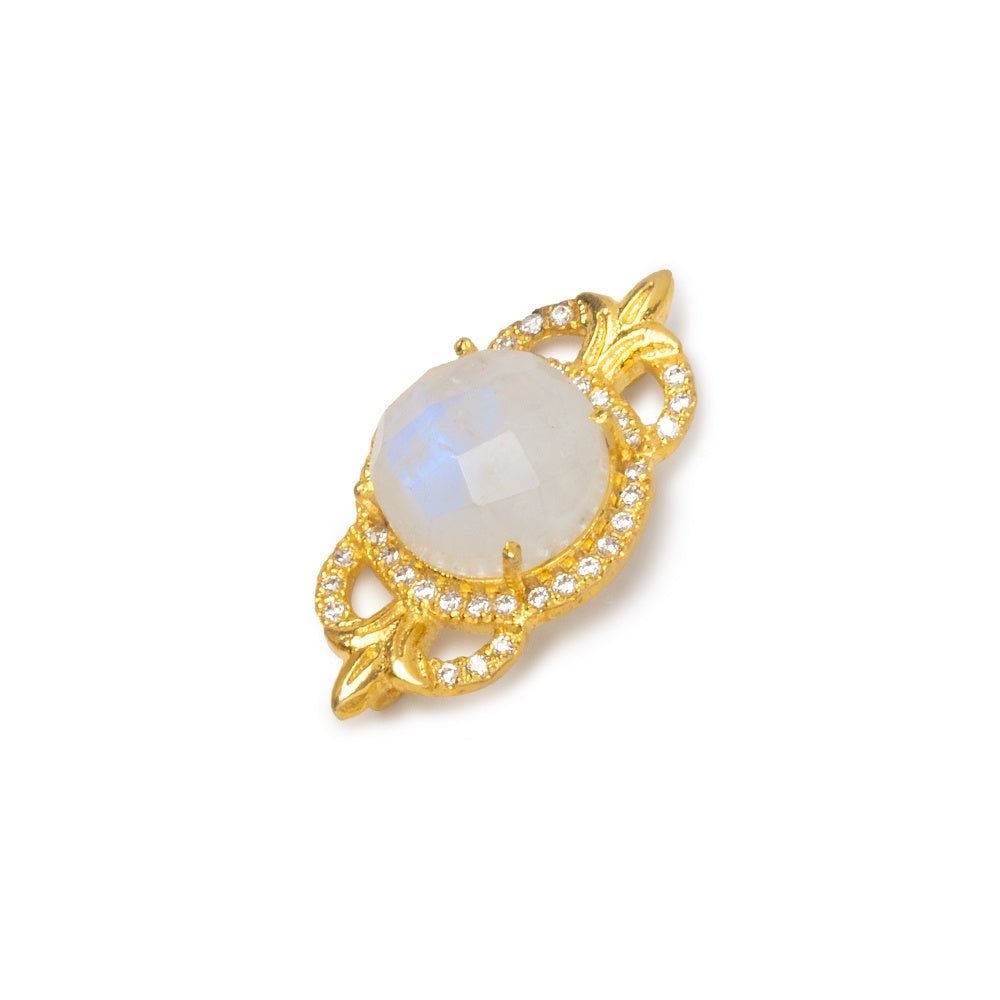 25x13mm Vermeil CZ Bezel Rainbow Moonstone Fleur-De-Lis Coin 1 Connector (ONLINE ORDER ONLY)