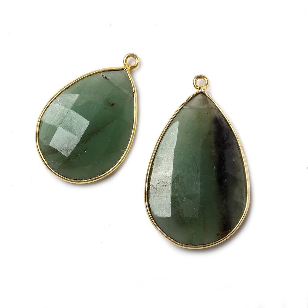 25x19-32x21mm Vermeil Bezeled Serpentine Pear focal pendant 1 piece (ONLINE ORDER ONLY)