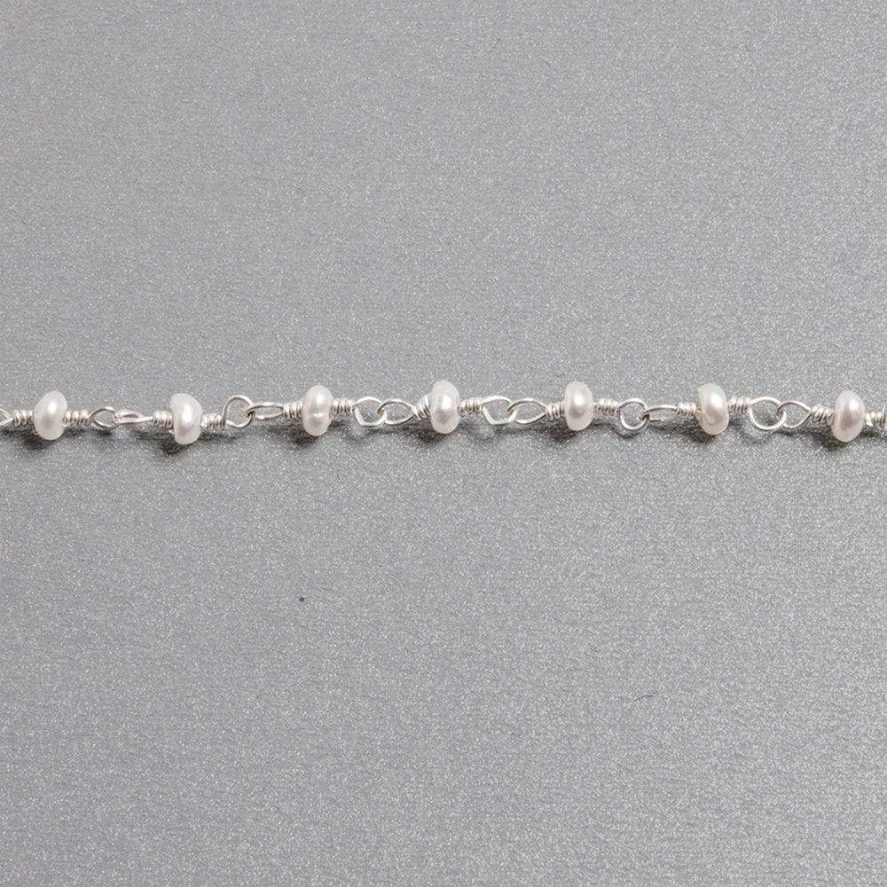 2.5x2mm White Baroque Freshwater Pearl Sterling Silver Chain by the foot (ONLINE ORDER ONLY)