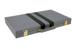 Backgammon- 18" Grey Vinyl Backgammon Set with Stripe (ONLINE ORDER ONLY)