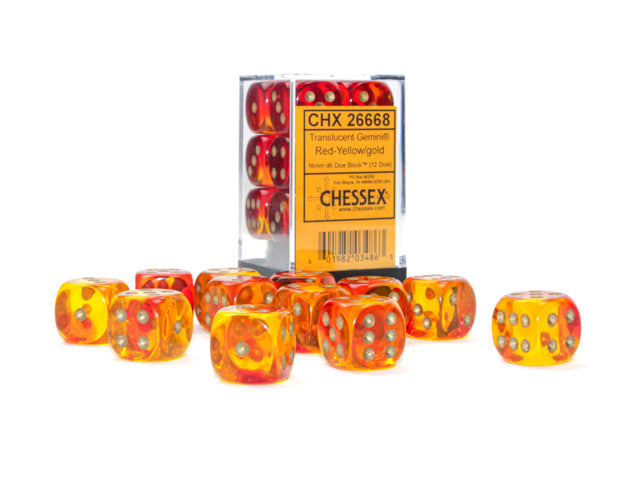 Gemini® Polyhedral Translucent Red-Yellow/gold 7-Die Set /16mm/12mm (Online Only)