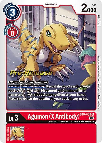 Agumon (X Antibody) [BT9-008] [X Record Pre-Release Promos] (ONLINE ORDER ONLY)