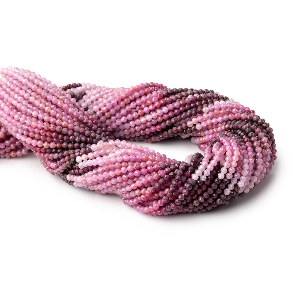 2.6mm Shaded Ruby Micro Faceted Round Beads 12.5 inch 130 pieces (ONLINE ORDER ONLY)