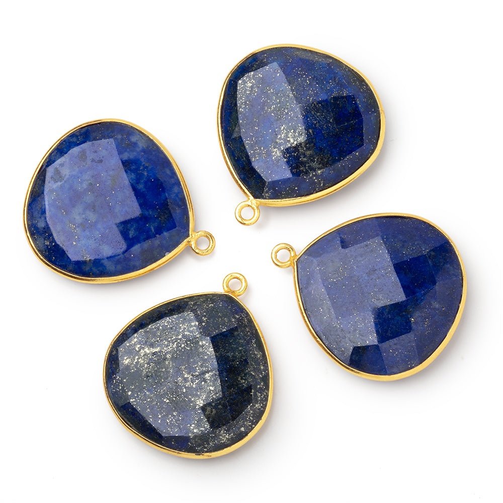 26mm Vermeil Bezel Lapis Lazuli Faceted Heart Pendant 1 piece (ONLINE ORDER ONLY)