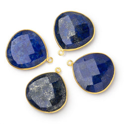 26mm Vermeil Bezel Lapis Lazuli Faceted Heart Pendant 1 piece (ONLINE ORDER ONLY)