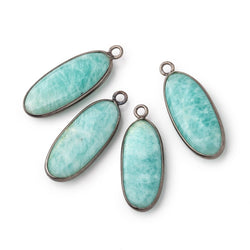 26x12mm Black Gold .925 Bezel Amazonite Plain Oval Pendant 1 Focal Bead (ONLINE ORDER ONLY)