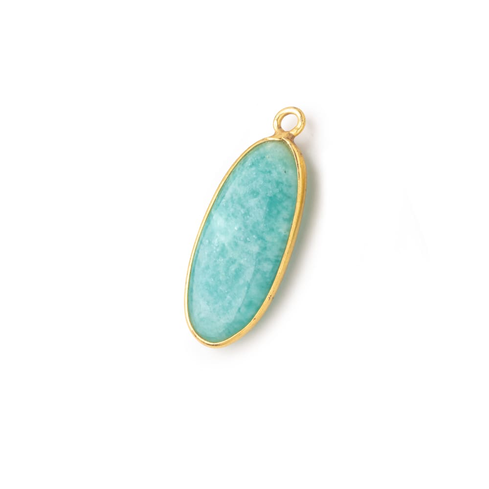 26x12mm Vermeil Bezel Amazonite Plain Oval Pendant 1 Focal Bead (ONLINE ORDER ONLY)