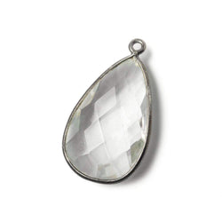 26x16mm Black Gold .925 Bezeled Crystal Quartz faceted Pear Focal Pendant (ONLINE ORDER ONLY)