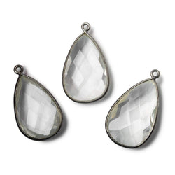 26x16mm Black Gold .925 Bezeled Crystal Quartz faceted Pear Focal Pendant (ONLINE ORDER ONLY)