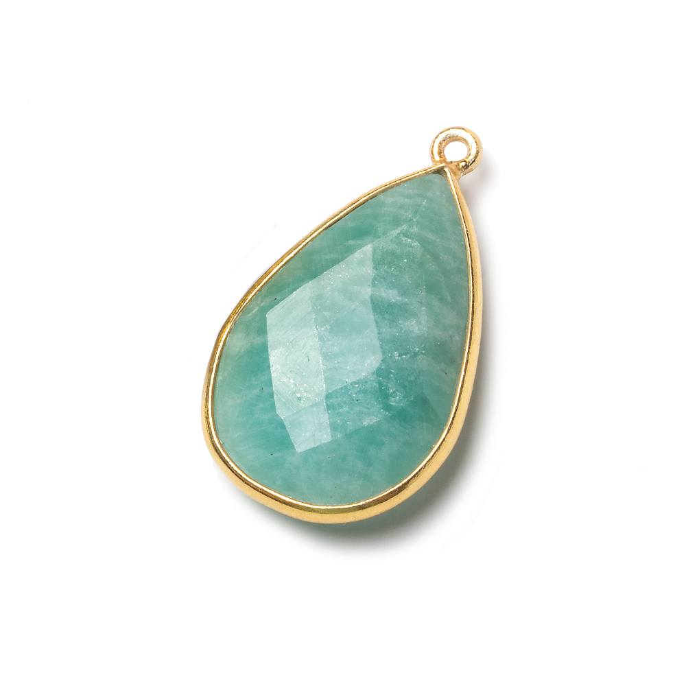 26x17mm Vermeil Bezel Amazonite faceted pear Pendant 1 piece (ONLINE ORDER ONLY)