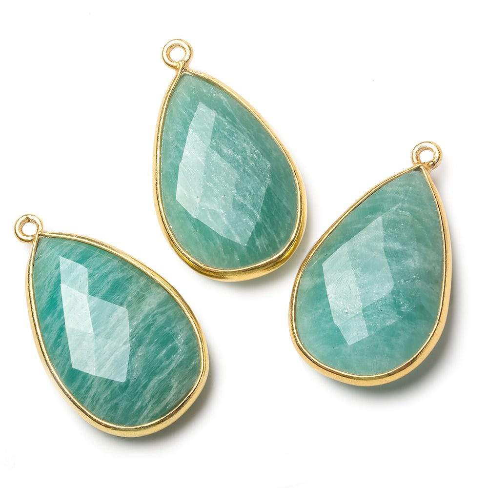 26x17mm Vermeil Bezel Amazonite faceted pear Pendant 1 piece (ONLINE ORDER ONLY)