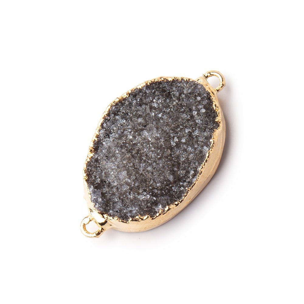 26x20x6mm Gold Leafed Grey Agate Oval Drusy Connector 1 piece (ONLINE ORDER ONLY)