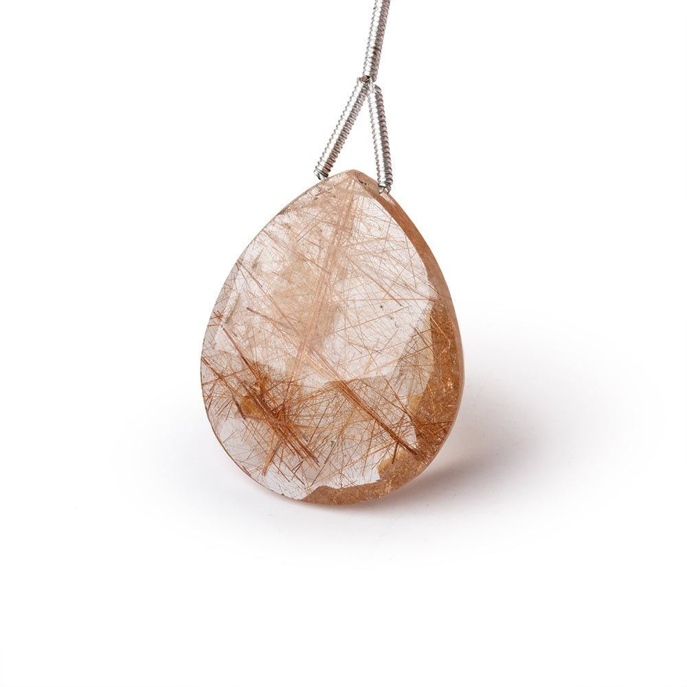 26x22mm Rutilated Quartz Faceted Pear Focal Bead 1 piece (ONLINE ORDER ONLY)