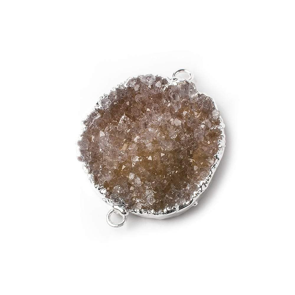 26x25x4mm Silver Leaf Warm Blush Agate Drusy Free Shape Connector 1 piece (ONLINE ORDER ONLY)