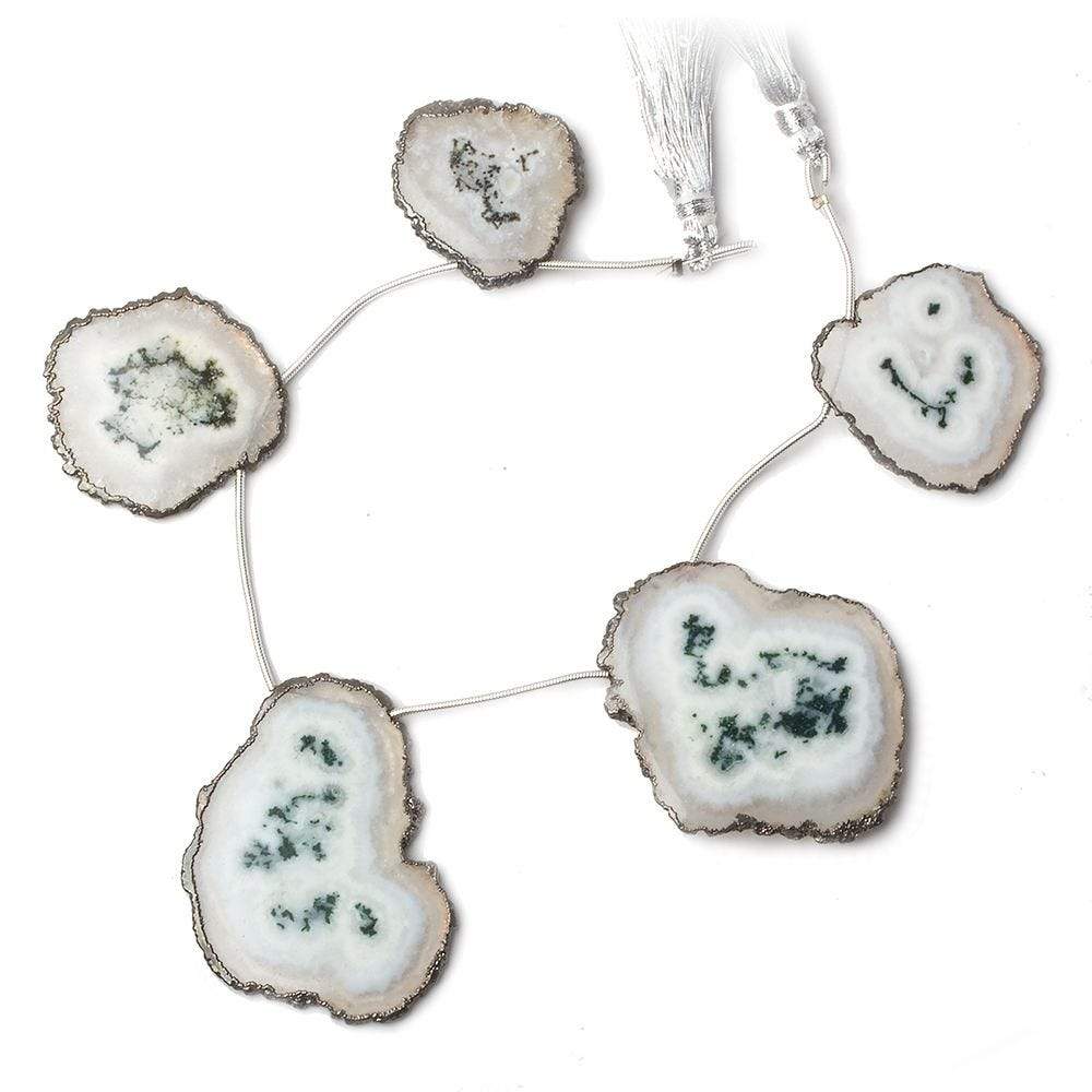 26x26-42x34mm Black Gold Leafed Solar Quartz Slices AAA Grade 5 pieces (ONLINE ORDER ONLY)