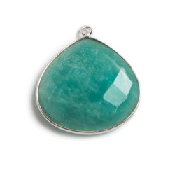 26x26mm Silver Bezeled Amazonite Heart Focal Bead Pendant 1 pc (ONLINE ORDER ONLY)