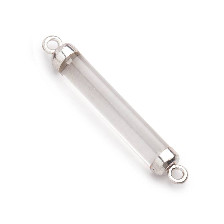 26x4.5mm Silver Leafed Crystal Quartz Tube Focal Connector 1 piece (ONLINE ORDER ONLY)