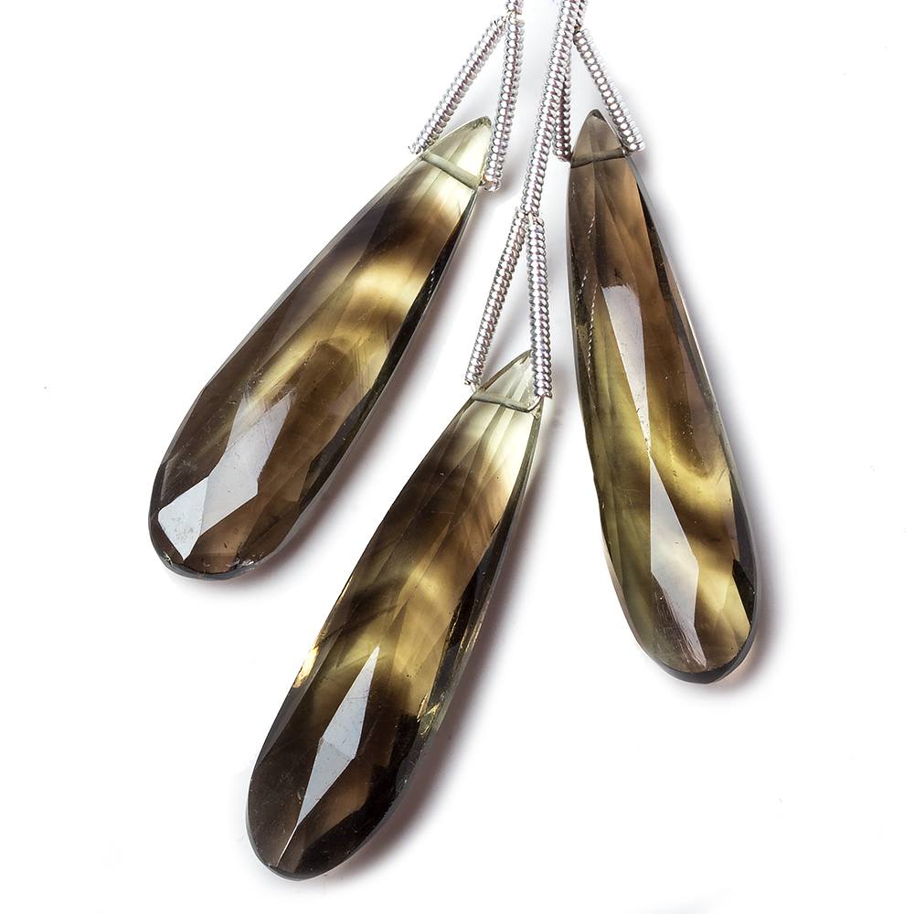 27 - 32mm Bi-Color Quartz Elongated Faceted Pear Focal Set of 3 (ONLINE ORDER ONLY)